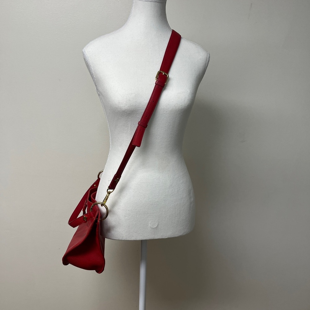 MCM,EUC,Red Pebbled Leather Shoulder Bag with Gold Accents, COA, 11.5x8.5x4”❤️!! - Picture 3 of 16